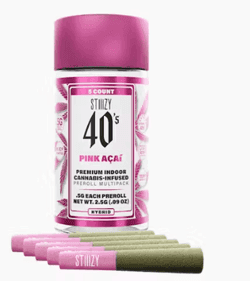 Stiiizy | 40s Pink Acai | Infused Prerolls | Hybrid | 2.5g | 5pk