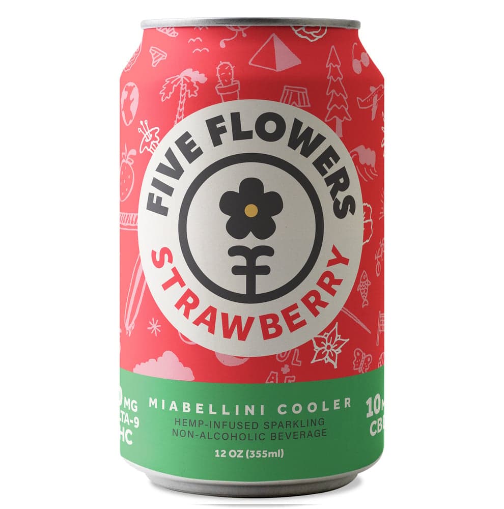 Five Flower - Hemp Derived - Strawberry Miabellini Cooler 10mg THC 10mg CBD
